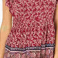 Style & Co Women's Smocked Side Flutter Sleeve Top Red Size XX-Large