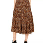 Style & Co Women's Animal Print Skirt Brown Size Small