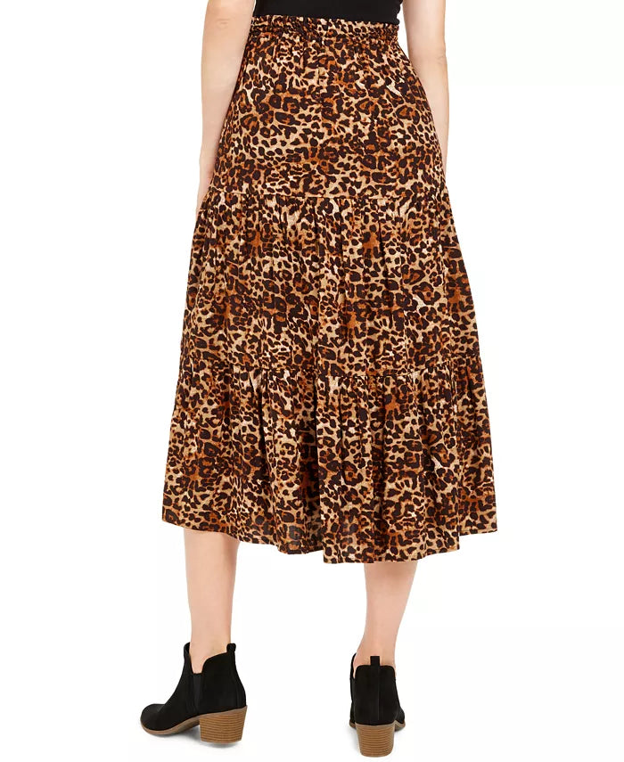 Style & Co Women's Animal Print Skirt Brown Size Small