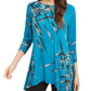 Alfani Women's Printed Swing Top Navy Size Petite Small