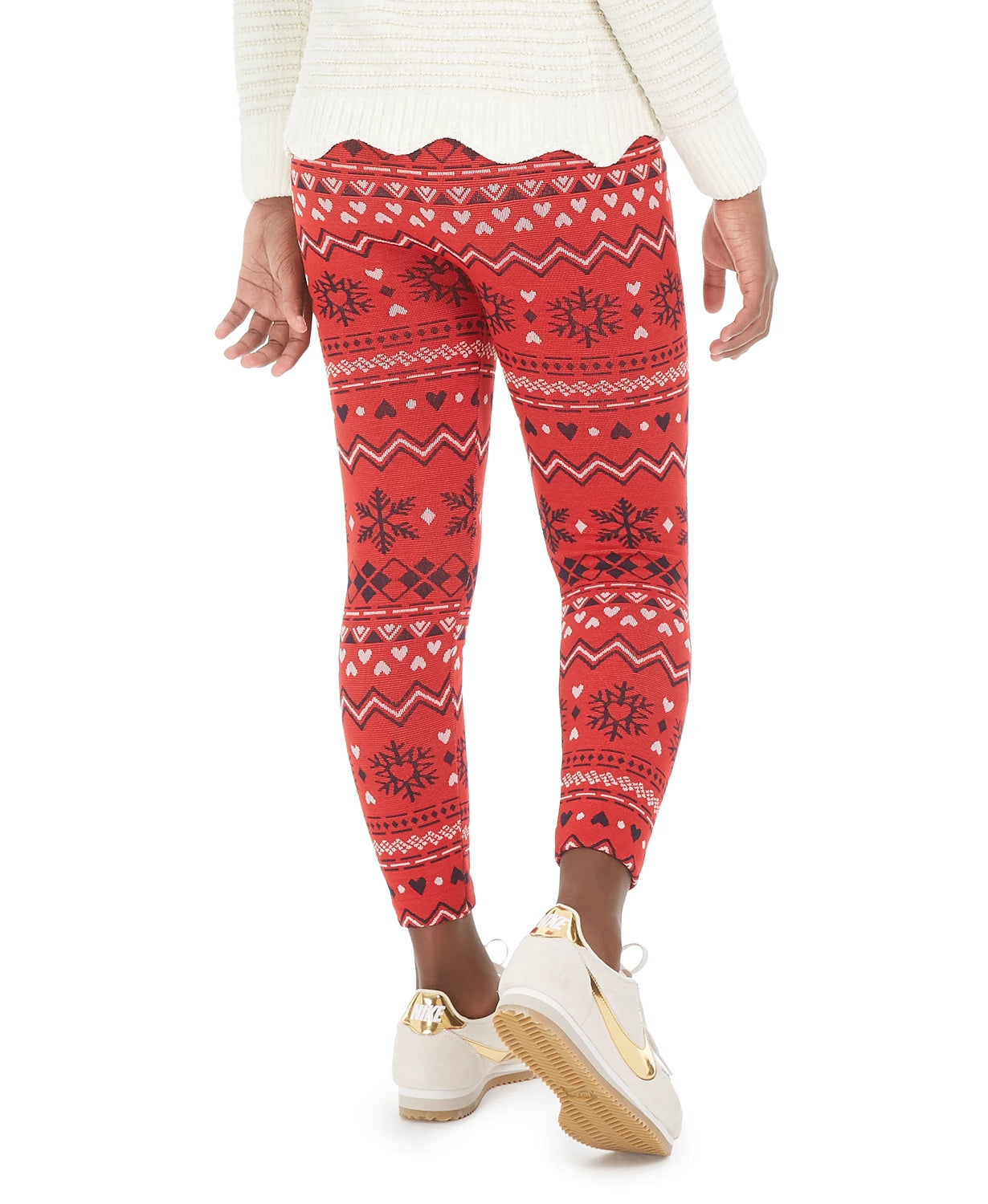 Epic Threads Big Girls Fairisle Cable Knit Leggings Dark Red Size X-Large