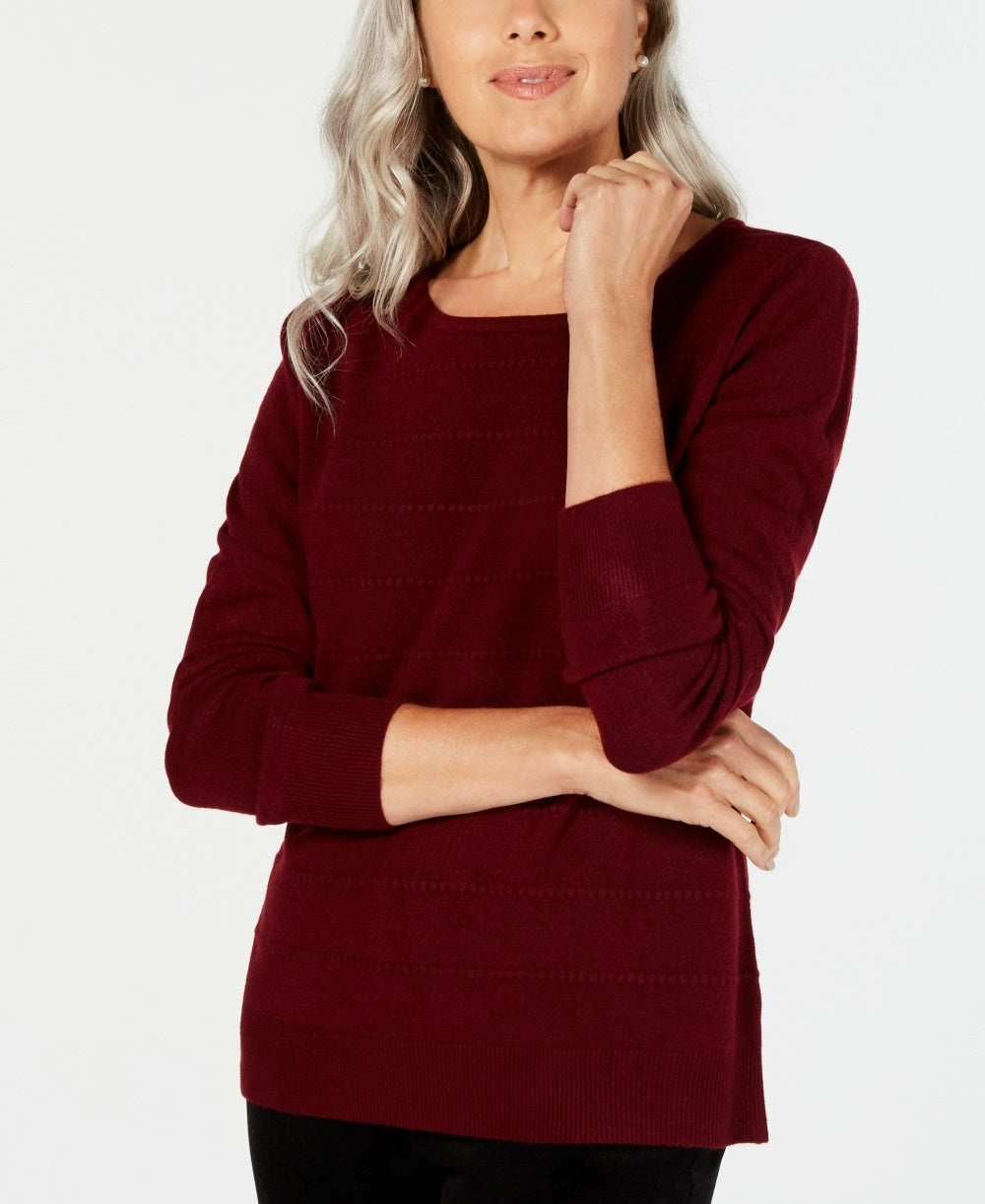 Karen Scott Women's Textured Stripe Sweater Red Size X-Large