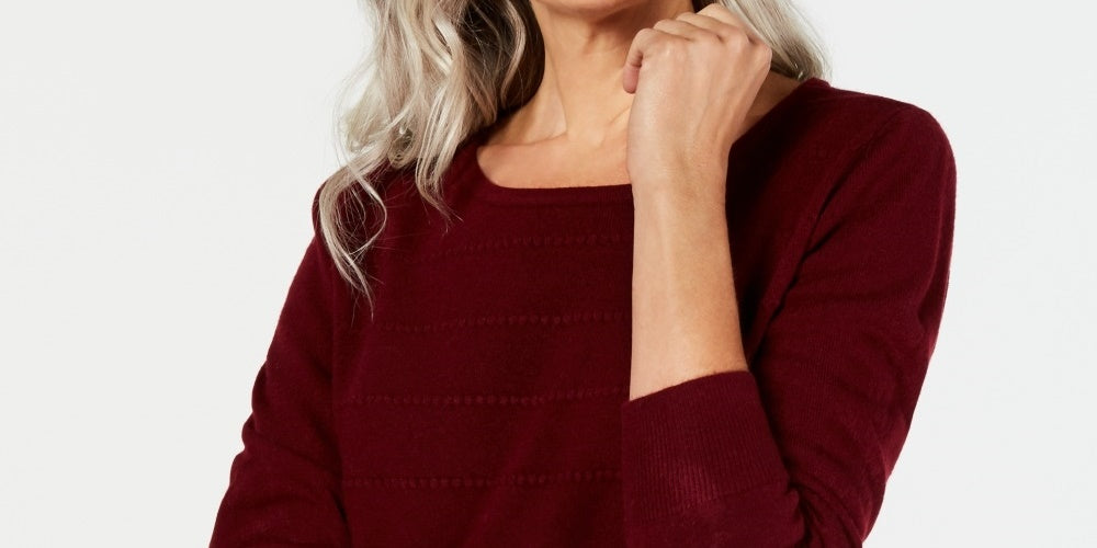 Karen Scott Women's Textured Stripe Sweater Red Size X-Large