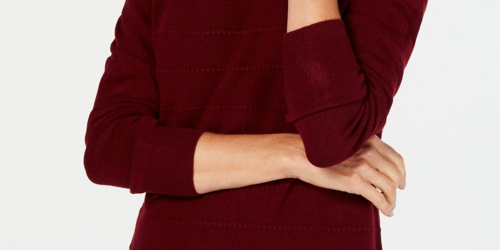 Karen Scott Women's Textured Stripe Sweater Red Size X-Large