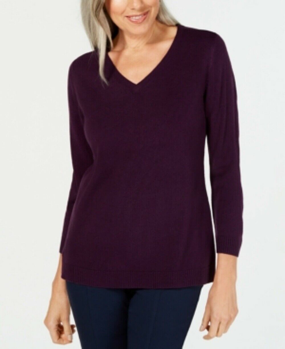 Karen Scott Women's V Neck Sweater Purple Size Medium