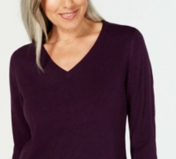 Karen Scott Women's V Neck Sweater Purple Size Medium