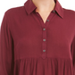 Style & Co Women's Roll Sleeve Oversized Shirt Red Size Large