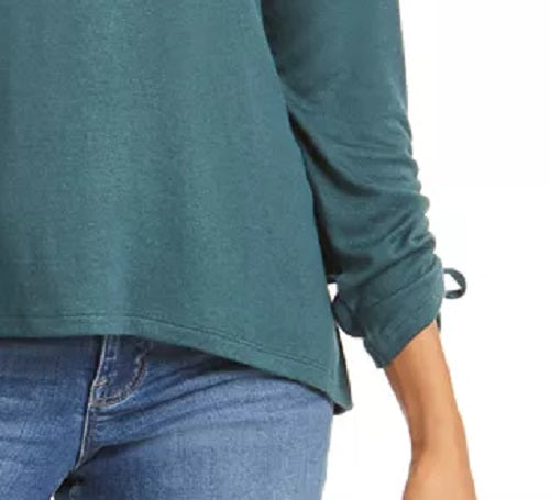 Style & Co Women's Drawstring Tie-Cuff Top Med Green Size Extra Large