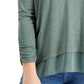 Style & Co Women's V-Neck Chiffon-Hem Top Med Green Size Medium