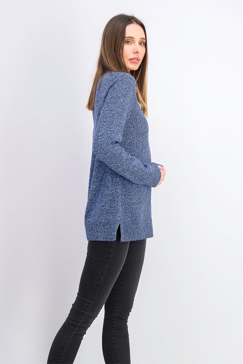 Karen Scott Women's Cable-Knit Panel Sweater Blue Size Extra Small