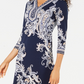 JM Collection Women's Printed Studded Dress Navy Size Medium
