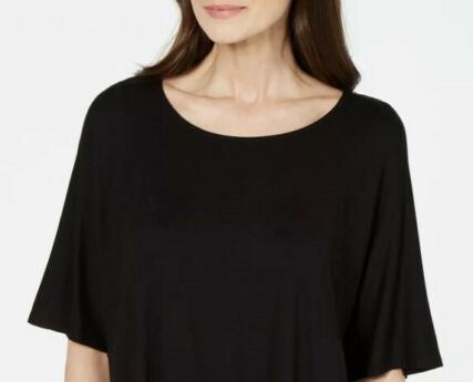 Alfani Women's Scoop Neck Batwing Sleeve Top Black Size Small