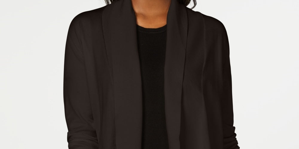 Karen Scott Women's Open-Front Cardigan  Dark Beige Size Medium