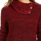Style & Co Women's Envelope Neck Kangaroo Pocket Knit Sweater Red Size X-Large