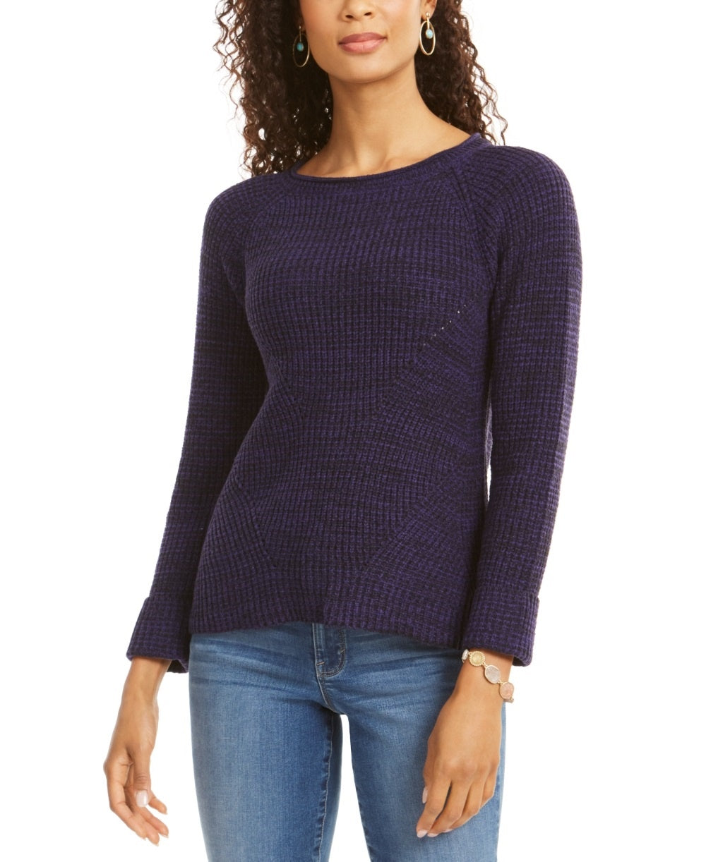 Style & Co Women's Crewneck Marled Sweater Purple Size X-Large
