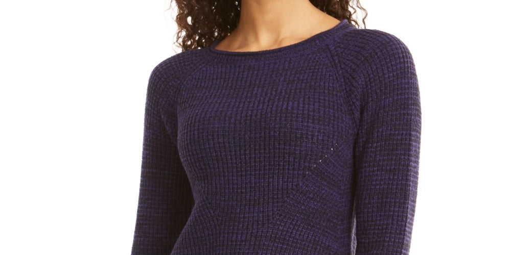 Style & Co Women's Crewneck Marled Sweater Purple Size X-Large