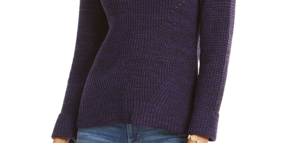 Style & Co Women's Crewneck Marled Sweater Purple Size X-Large