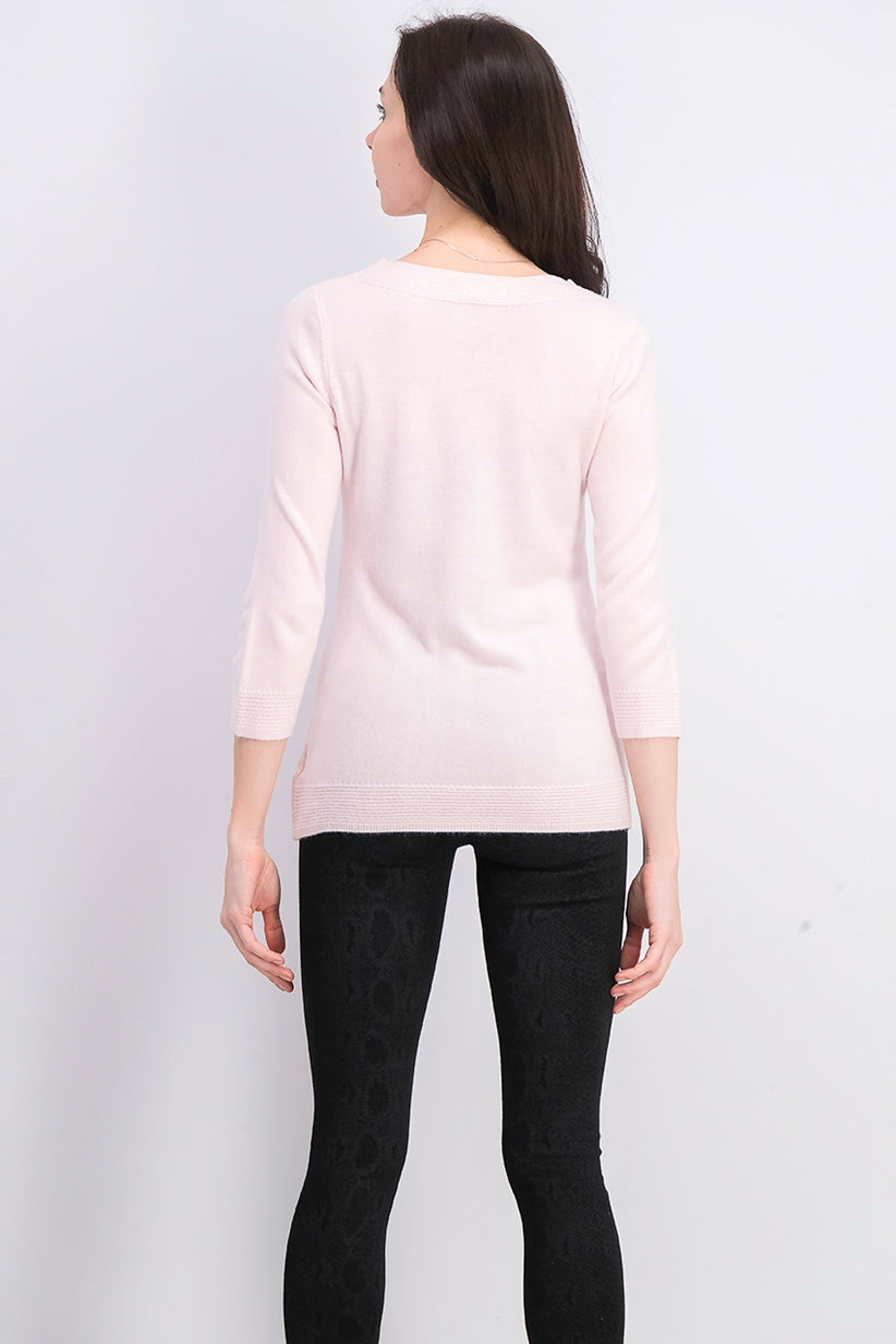 Karen Scott Women's Bateau-Neck Long-Sleeve Sweater Pink Size Medium