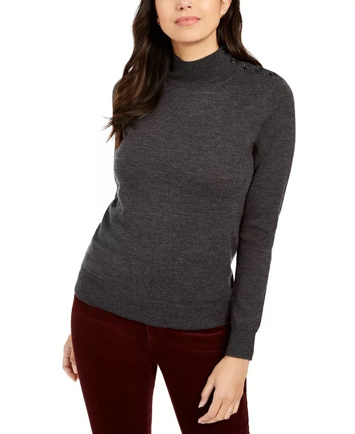 Charter Club Women's Merino Wool Turtleneck Dark Gray Size X-Large