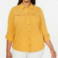 Charter Club Women's Plus Size Button-Front Shirt Gold Size 2X