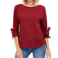 Charter Club Women's Textured Tie-Cuff Top Wine Size Medium