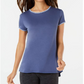 Ideology Women's Blanket Stitch Drop Hem T-Shirt Blue Size Small