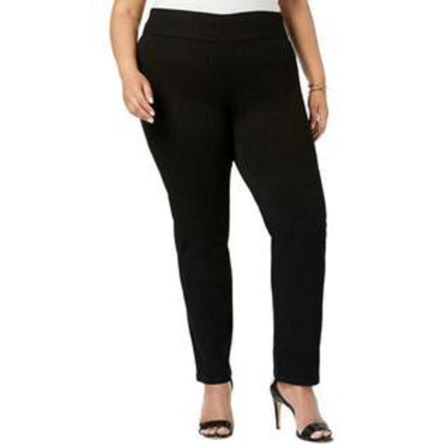 Charter Club Women's Knit Denim Straight Pull-On Leg Jeans Black Size 12