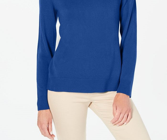 Karen Scott Women's Button-Shoulder Sweater Navy Size Large