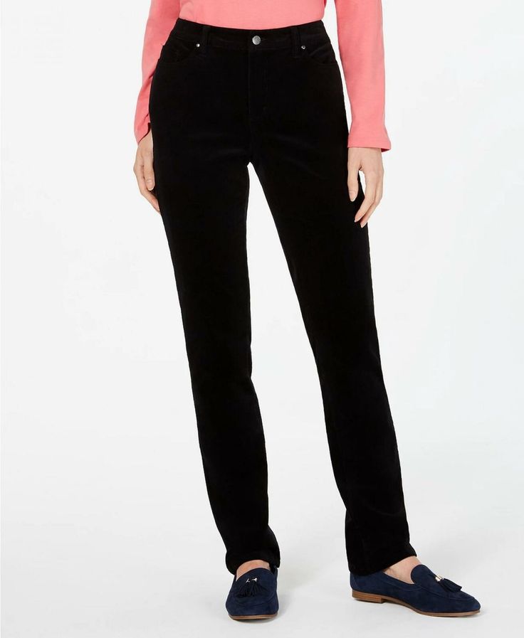 Charter Club Women's Lexington Corduroy Tummy-Control Pants Black Size 16