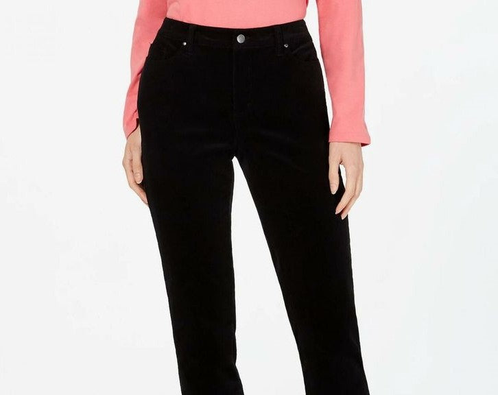 Charter Club Women's Lexington Corduroy Tummy-Control Pants Black Size 16