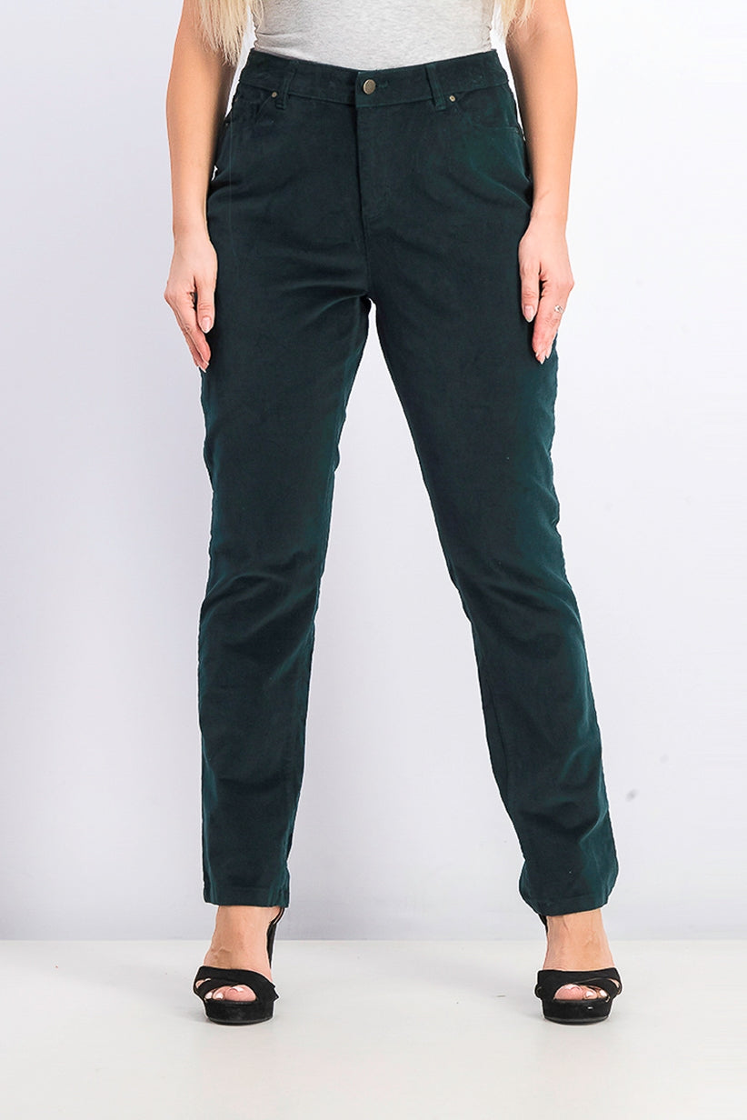 Charter Club Women's Lexington Corduroy Tummy-Control Pants Green Size 12