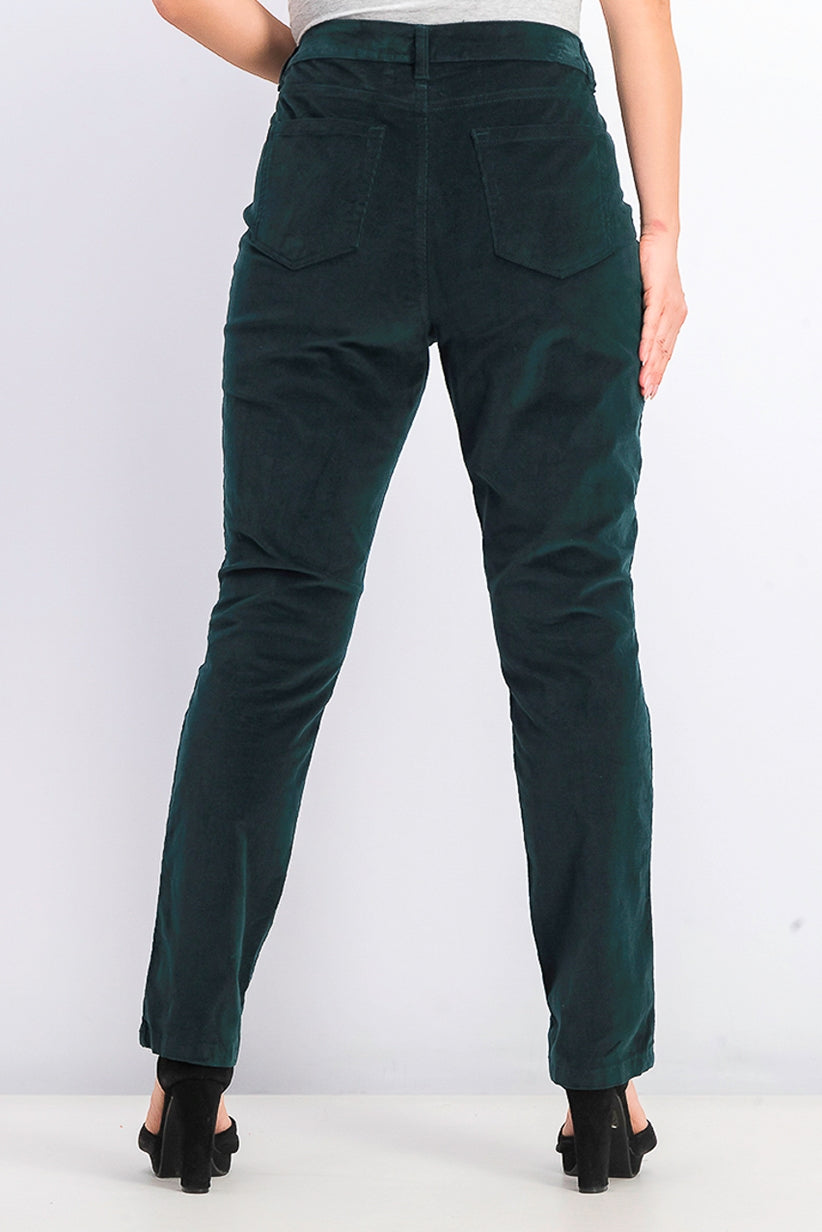 Charter Club Women's Lexington Corduroy Tummy-Control Pants Green Size 12