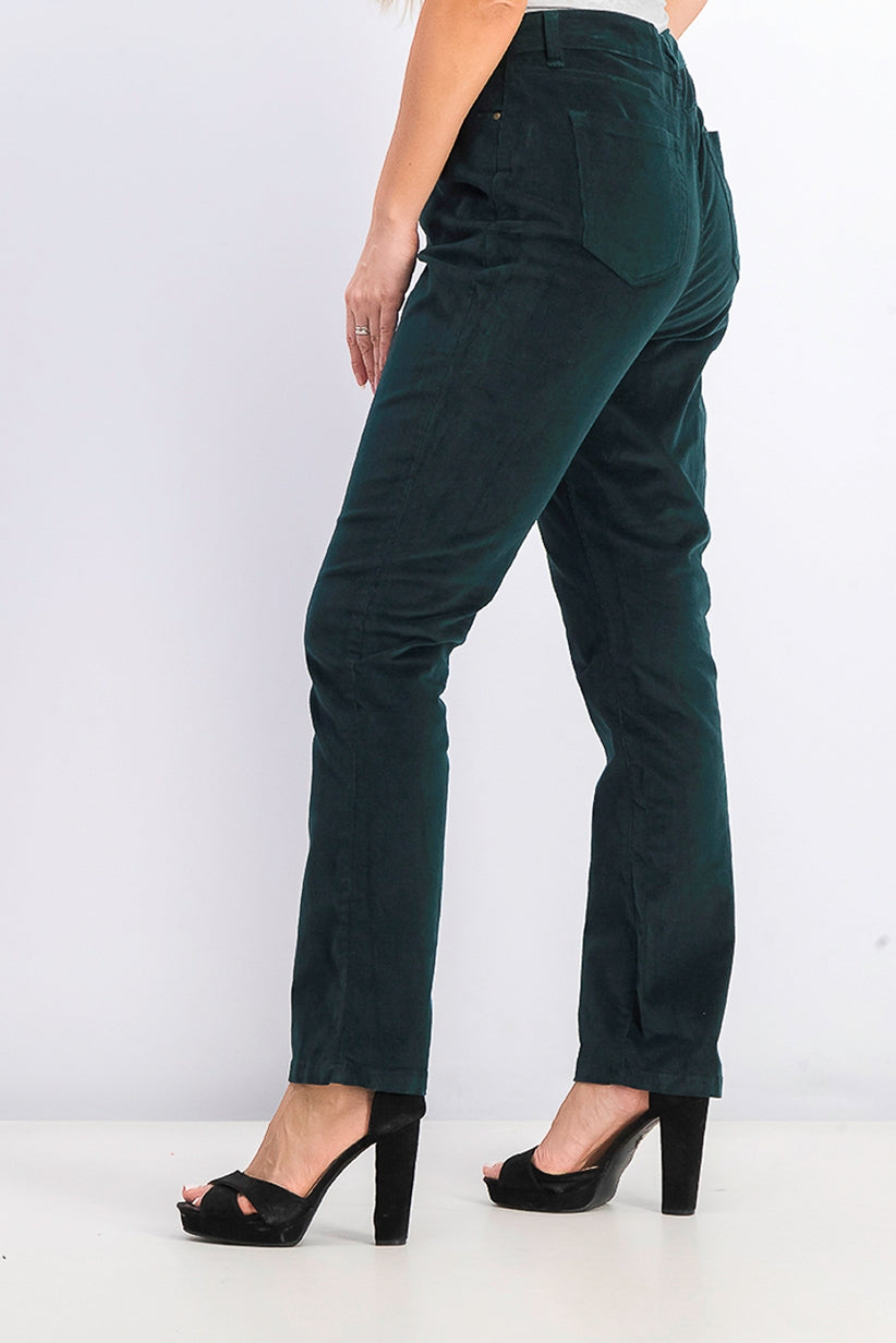 Charter Club Women's Lexington Corduroy Tummy-Control Pants Green Size 12