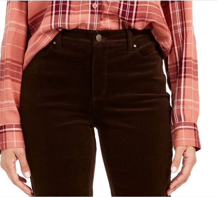 Charter Club Women's Lexington Straight Leg Corduroy Pants Brown Size 6 Petite