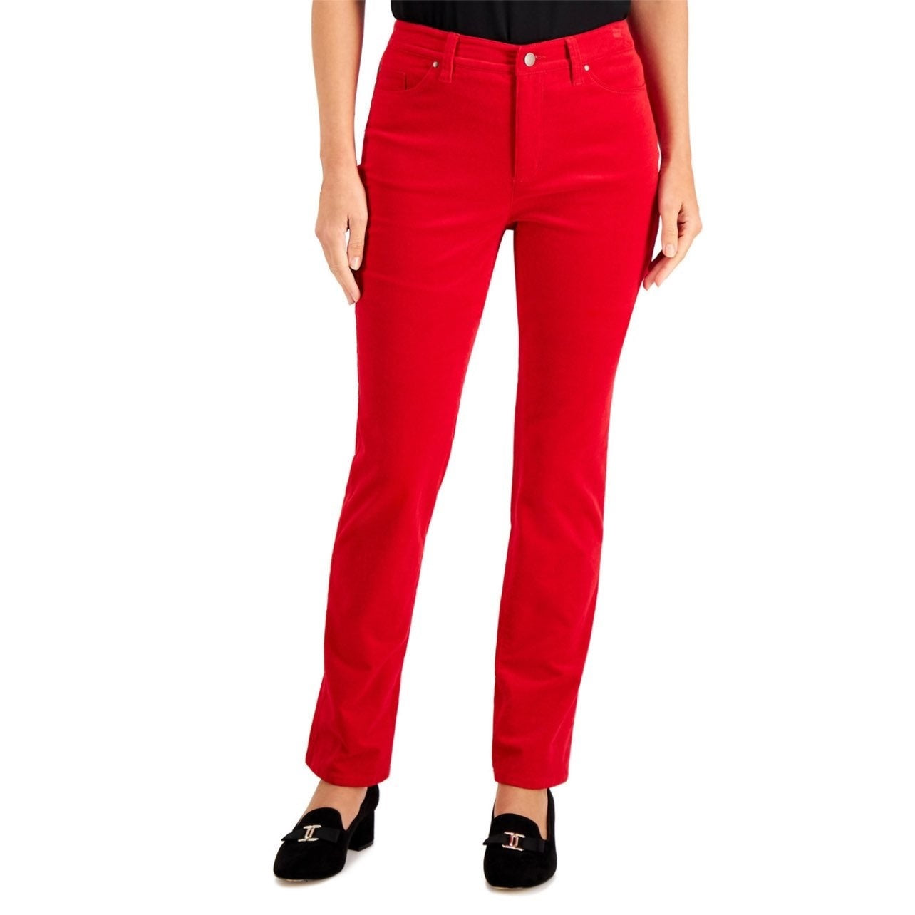 Charter Club Women's Petite Lexington Straight-Leg Corduroy Pants Bright Red Size 16 P