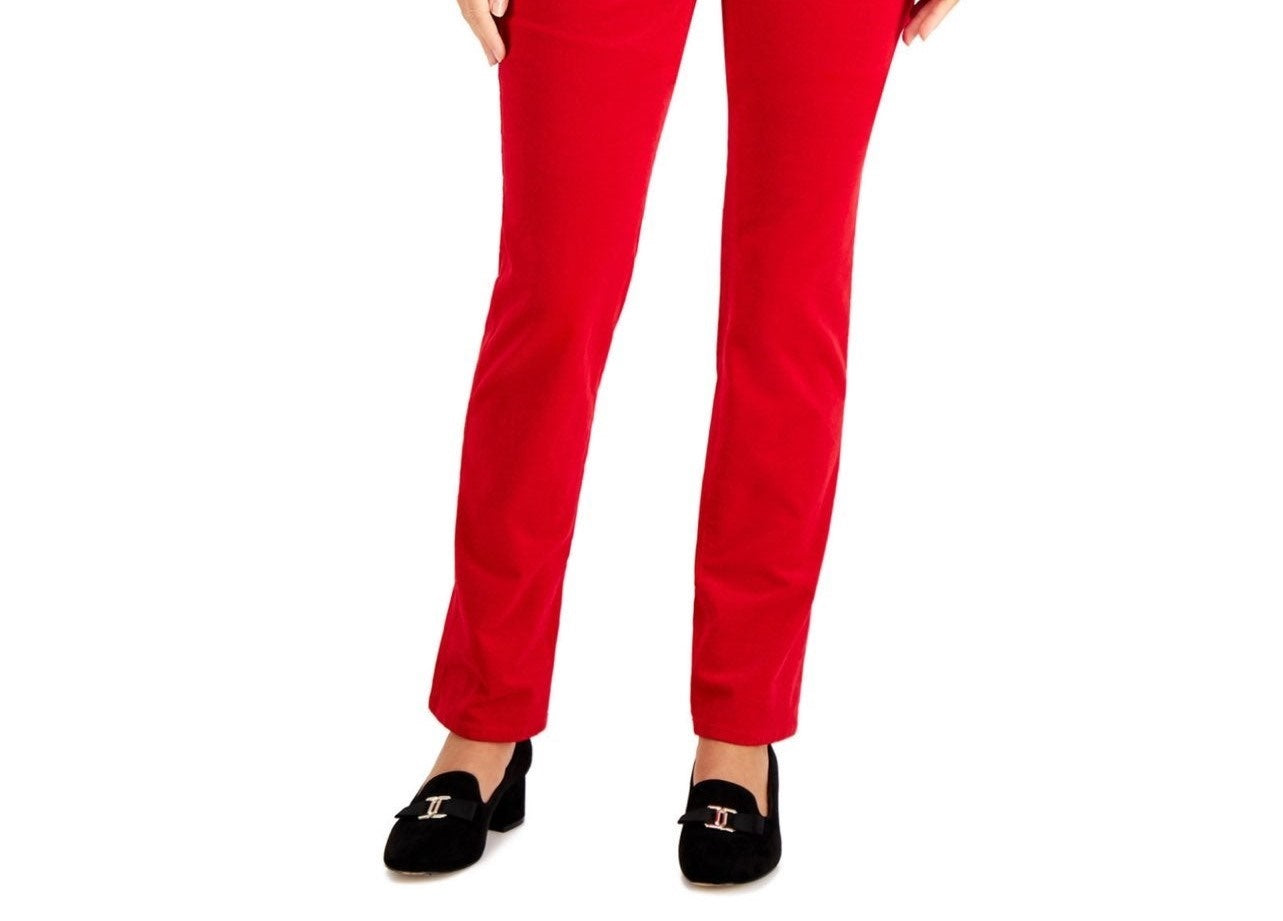 Charter Club Women's Petite Lexington Straight-Leg Corduroy Pants Bright Red Size 16 P