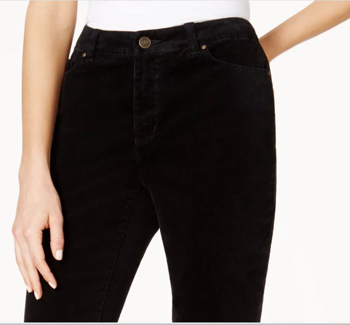 Charter Club Women's Lexington Corduroy Tummy Control Pants Black Size 10