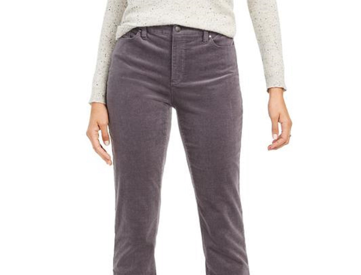 Charter Club Women's Petite Lexington Tummy-Control Corduroy Pants Dark Gray Size 14X4