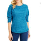 Karen Scott Women's Sport Space-Dye Microfleece Top Navy Size Medium
