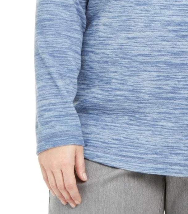 Karen Scott Women's Sport Space-Dye Microfleece Top Navy Size Medium