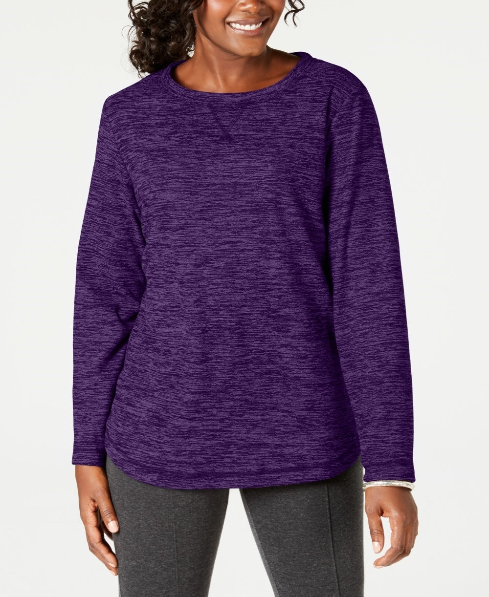 Karen Scott Women's Sport Space-Dye Microfleece Top Purple Size Small
