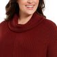 Style & Co Women's Mixed-Stitch Ribbed Turtleneck Tunic Sweater Wine Size X-Small