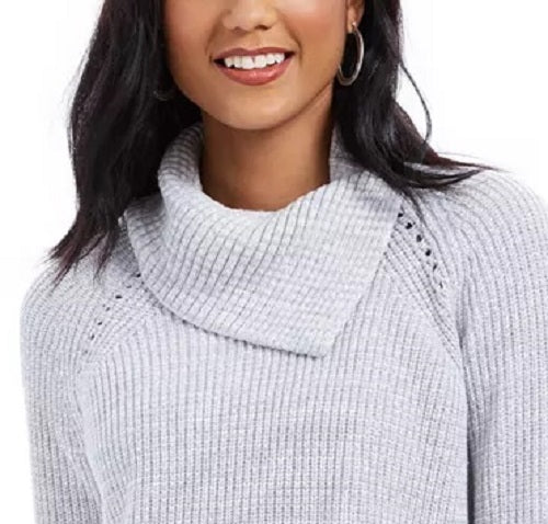 Style & Co Women's Pointelle-Knit Sweater Gray Size Small