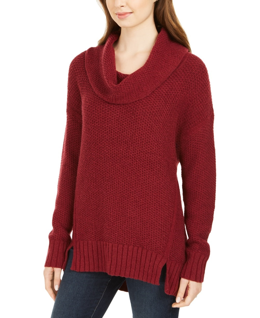 Style & Co Women's Cowl-Neck Sweater Dark Red Size Large