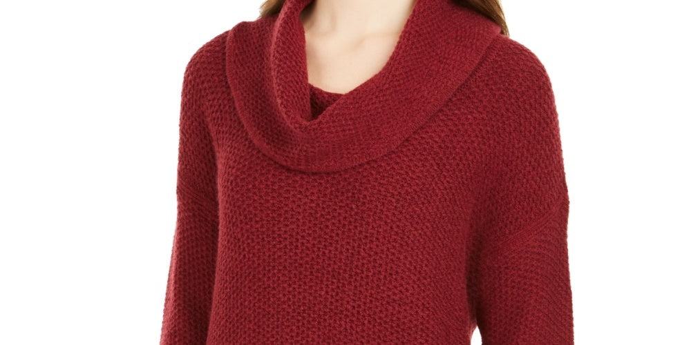 Style & Co Women's Cowl-Neck Sweater Dark Red Size Large