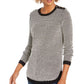 Charter Club Women's Textured Contrast Trim Sweater Black Size XX-Large