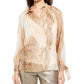 Alfani Women's Snake Embossed Tie Sleeve Top Beigekhaki Size Large