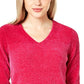 Maison Jules Women's Chenille V Neck Sweater Red Size X-Large