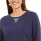 Karen Scott Women's Sport Contrast-Hem Sweatshirt Blue Size Medium