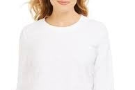 Karen Scott Women's Textured Dot Sweatshirt White Size Petite Medium